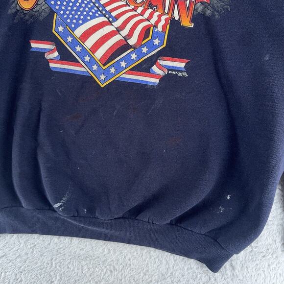 Vintage Lee Sweatshirt Mens L Proud To Be American Eagle Flag USA Crewneck 90s - Picture 6 of 12